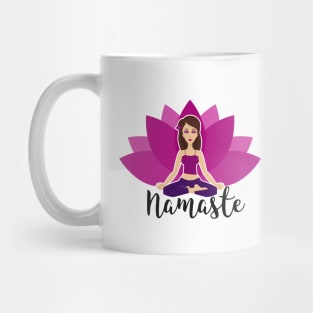 Pink lotus and Yoga girl in padmasana Mug